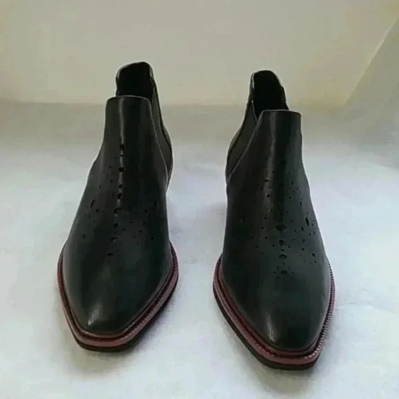 kelsi Dagger perforated black  leather booties - Picture 7 of 10